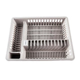 1x Dish & Cutlery Rack With Draining Tray Sturdy Compartments Home Master - Grey