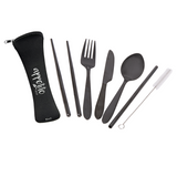 Travel Cutlery 6 pieces Stainless Steel Appetito Kitchen Picnic - Black