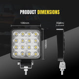 Lightfox 2x 4inch Osram Square LED Work Lights Flood Reverse Ute Truck 12V 24V