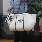 Eye Pattern Handbag With Little Pouch Eye Print Bag Shoulder Beach Trendy Tote