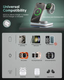 3 in 1 Wireless Charger 15W Fast Charging Station iPhone Samsung Galaxy - White