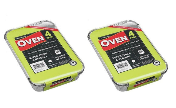 8PCE Aluminium Foil w/lid Tray BBQ Party Roasting Grill Oven Baking 31.5x21cm