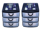 2 pieces 3 Layers Drawer Plastic Desktop Cabinet Storage Organiser Stationery