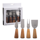 Set 4pcs Mini Cheese Knives PIZZAZZ w/ Acacia Wood Handle Picnic Events Kitchen