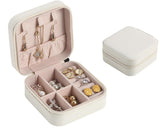 Mini Small Portable Travel Jewelry Organiser Box with Zipper Storage Case -WHITE