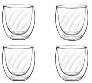 Set of 4 Coffee Culture 250mL Eliza Swirl Double Walled Glass - Clear