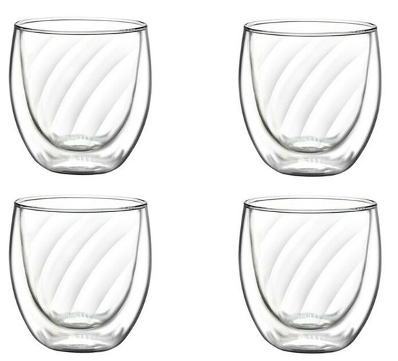 Set of 4 Coffee Culture 250mL Eliza Swirl Double Walled Glass - Clear