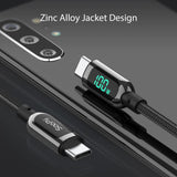 4FT Nylon Braided Type-C Cable LED Display USB C to USB C Cable Iphone Samsung