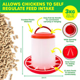 2PCE Poultry Feeder Pellet Dispenser 3KG Carry Handle Pet Basic  27 x 26cm