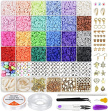 6000pcs Clay Beads for Bracelet Making 24 Colors 6mm Flat Round Polymer Clay