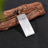 Pendant White Gypsum Crystal Necklace Natural Selenite Cleansing Reiki Silvery