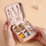 Mini Small Portable Travel Jewelry Organiser Box with Zipper Storage Case - PINK