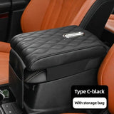 Car Interior Armrest Cushion Center Console Box Heighten Pad Protector - Black