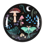 Dark Forest Print Round Ceramic Trinket Dish Plate Jewelry Holder Gift
