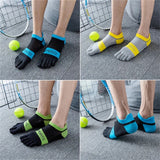 3 Pairs Men Five Finger Cotton Running Ankle Sport Toe Sock - Grey