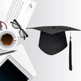Graduation Hat Unisex Decorative Polyester Adult Graduation Tassel Cap for Bachelor Black