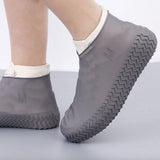 Grey Waterproof Silicone Shoe Cover Protective Water Rubber Boot Overshoe Large