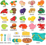 Cutting Play Food Toys for Kids Kitchen Role Play Toys with Basket Educational