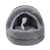 Paws & Claws Plush Cushion Velvet Cat Bed Cave With Toy
