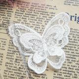 20pcs White Flower Lace Butterfly Applique Trims Embroidery Motif Craft Sewing