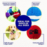 3PK Tennis Balls Pet Basic Brightly Coloured Paw Print Design Fetch 6cm Assorted