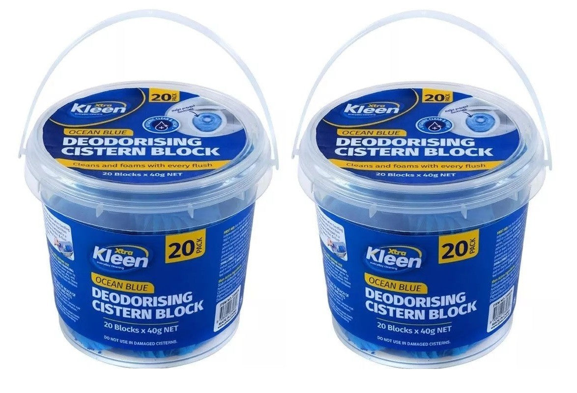 Pack of 40x Xtra Kleen Toilet Deodorising Cistern Block Ocean Blue 40 ...