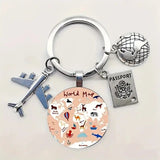 1pc Globe Travel Airplane Passport Design Keychain Keyring Gift Decorative Rose