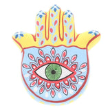 Clay Incense Holder Hamsa Hand Yellow Blue 13cm Yoga Meditation Protection