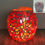 Himalayan Crystal Salt Lamp Glass Mosaic Bowl - Pink Flower