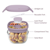Bentgo All-In-One Glass Salad Container To Go Dressing Lunch Box Set Lavender