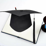 Graduation Hat Unisex Decorative Polyester Adult Graduation Tassel Cap for Bachelor Black