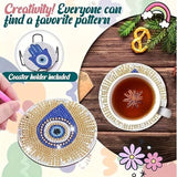 8pcs Diamond Art Coasters with Holder Set Blue Evil Eye DIY Diamond Painted Home