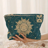 Sun Print Corduroy Makeup Bag Cosmetic Roomy Travel Zipper Toiletry Organizer