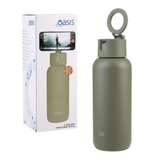 Oasis Mag-Grip Stainless Steel Moda Drink Bottle 1L Phone Selfie - Olive Green