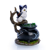 Snowy Owl Cauldron LED Light Green Resin Bubbles Decoration Halloween