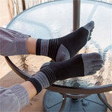 2 Pairs Mens Cotton Athletic Running Sports Socks Finger Toe Socks - BlackGrey
