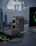 Tower Power Strip USB C Powerboard Surge Protector 12-Outlet 24W 4USB 2USB-C