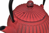 Teaology Ribbed Cast Iron Teapot Ribbed Design Tea Kitchen Red 500ml