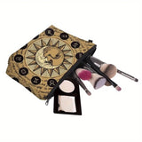 Sun Moon Print Cosmetic Bag Small Makeup Toiletry Travel Bag Makeup Organizer