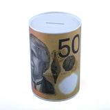 Money Tin Australian Box Jar Piggy Bank Coin Currency Design 15cm x 10cm