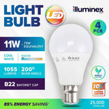2PK LED Light Bulb Cool White Bayonet B22 Energy Saving 11W Light Globe