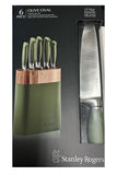 Stanley Rogers 6 Piece Oval Knife Block Set Olive