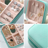 Mini Small Portable Travel Jewelry Organiser Box with Zipper Storage Case -BLUE