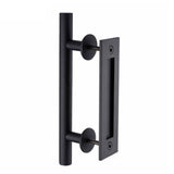 Door Handle Sliding Flush Pull 12" Barn Wood Door Gate Stainless Steel - Black