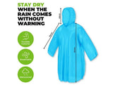 2PK Emergency Poncho Disposable Waterproof Rain Rainwear Multicolour Assorted