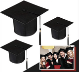 Graduation Hat Unisex Decorative Polyester Adult Graduation Tassel Cap for Bachelor Black