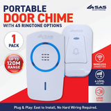 Wireless Door Bell Plug In 45 Melodies 120m Operating Range SAS Electrical