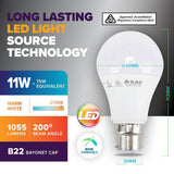 2PK Bulb 11W LED Warm White Bayonet B22 Energy Saving Light Globe