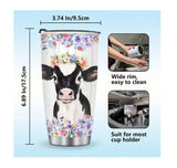 1pc Cow Tumbler with lid 20oz Flowers Tumbler Coffee Travel Mug Cows Gift