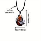 2 Pieces Protection Pendant Bracelet Black Tourmaline Tiger Eye Obsidian Jewelry